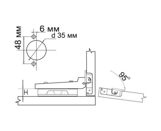 Полунакладная петля MF 91370.052 Clip-on с доводчиком 9552v – изображение 2