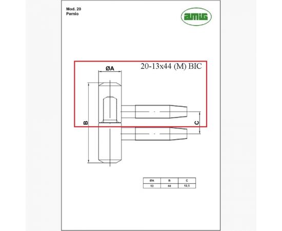 Ввертная петля Amig покрытие бихром 20-13x44 (М) BIC – изображение 2