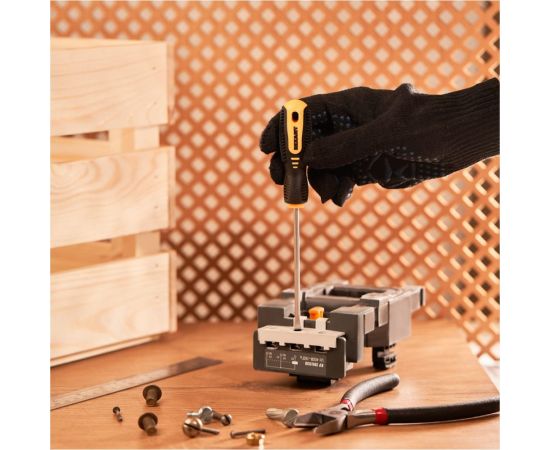 Шлицевая отвертка REXANT SL 4х100 мм, двухкомпонентная рукоятка 12-6424 – изображение 2