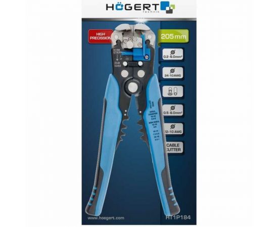 Автоматические клещи для зачистки проводов HOEGERT TECHNIK 0,25 до 6.0 мм2 HT1P184 – изображение 3
