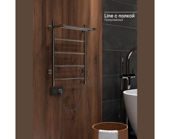 Полотенцесушитель INDIGO Line electro с полкой, 60/50 (скр.монтаж, унив.подкл.R/L, полиров.) LСLE60-50PR – изображение 3