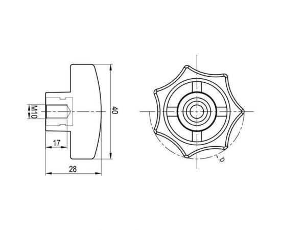 Звездообразная ручка EMES с резьбовой втулкой BKB401017 – изображение 3