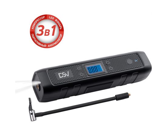 Компрессор-Power Bank DSV 3в1 беспроводной 4500мАч, LED фонарь, USB/Type-C, чехол 208100 – изображение 3