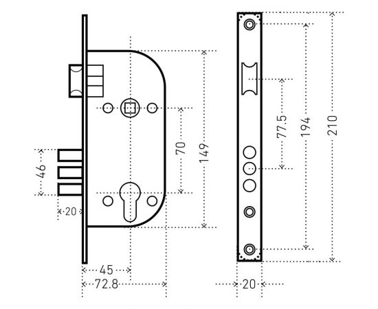 Врезной замок с ручками Аллюр латунь 5787 – изображение 3