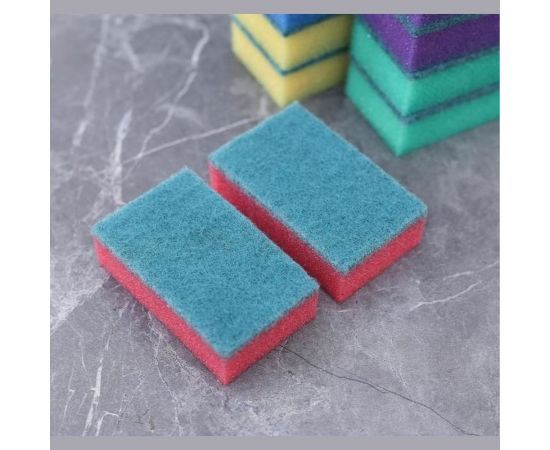 Бытовая губка Доляна Эконом с чистящим слоем, 10 шт, 7.5х4.5х2.5 см гх002 672767 – изображение 3