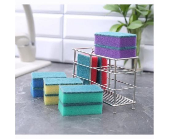 Бытовая губка Доляна Эконом с чистящим слоем, 10 шт, 7.5х4.5х2.5 см гх002 672767 – изображение 4