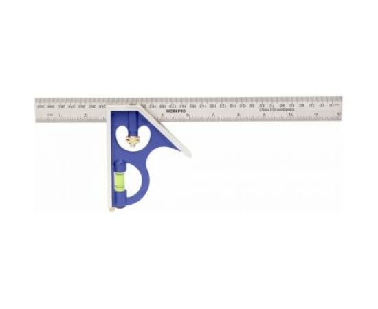 Столярный комбинированный угольник WORKPRO с уровнем алюминиевый 300мм WP264002 