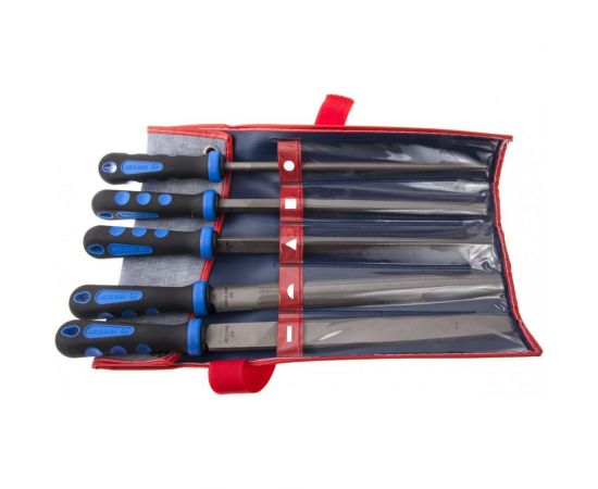 Набор напильников 250 мм, двухкомпонентные рукоятки, 5 предметов KING TONY 1015GQ 