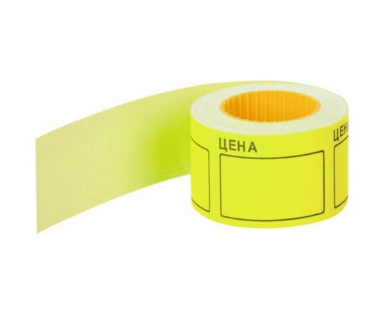 Ценник BRAUBERG Цена 50х40мм, большой, желтый, самоклеящийся, комплект 5 рулонов по 200шт, 112358 