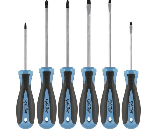 Набор отверток Smartbuy 6 штук, шлицевые и крестовые, намагниченный наконечник, CR-V SBT-SCN-6P1 
