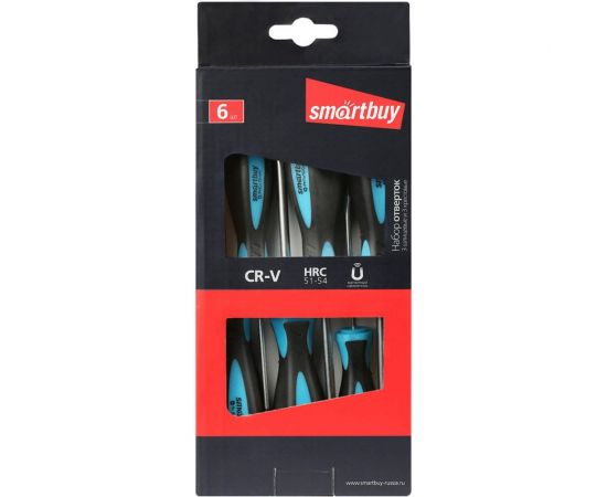 Набор отверток Smartbuy 6 штук, шлицевые и крестовые, намагниченный наконечник, CR-V SBT-SCN-6P1 – изображение 2