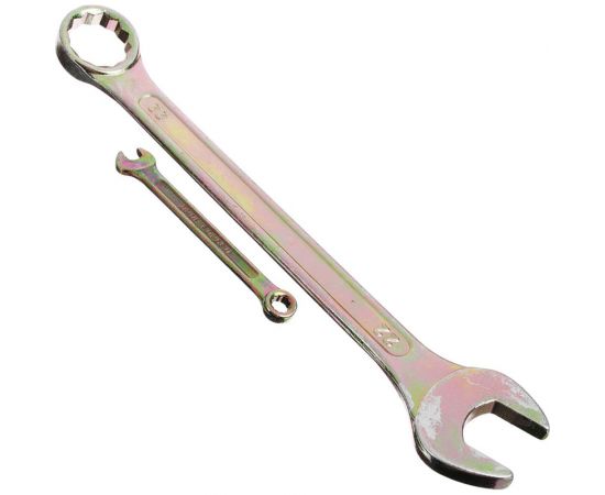 Набор рожково-накидных ключей ЕРМАК 12 предметов, 6-22мм, желтый цинк, 736-080 – изображение 2