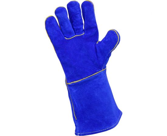 Спилковые пятипалые краги сварщика Optima ТРЭК синий HBW-054B – изображение 2