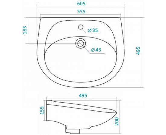 Умывальник Santek Бриз-60 с 1 отверстием 1WH110466 30289 – изображение 2