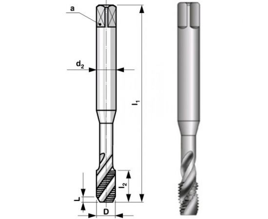 Метчик, машинный DIN 371, M4 х 0,7 мм с винтовой канавкой Bucovice Tools 103040 – изображение 2