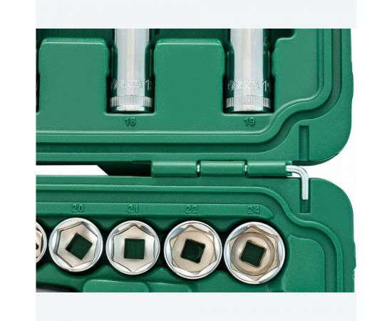 Набор торцевых головок из 60 предметов Sata под вороток 3/8 дюйма метрический 09004 – изображение 3