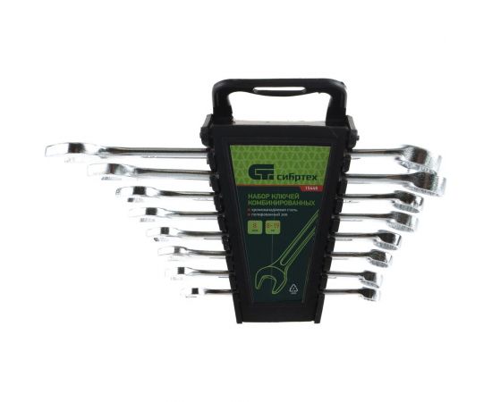 Набор комбинированных ключей 8-19 мм, CrV, 8 шт СИБРТЕХ 15448 – изображение 3