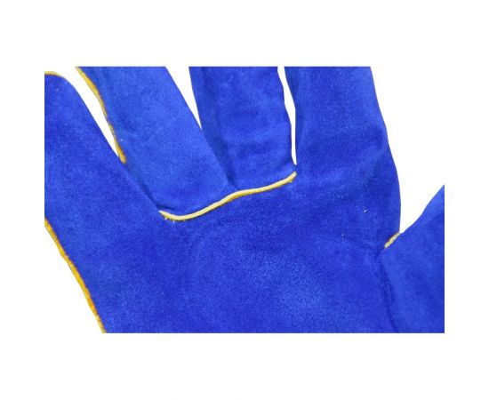 Спилковые пятипалые краги сварщика Optima ТРЭК синий HBW-054B – изображение 4