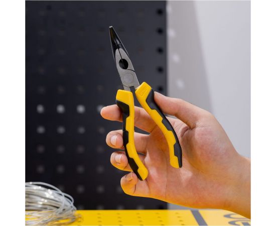 Удлиненные плоскогубцы DELI DL2306 с изогнутыми губками, 160 мм, угол загиба губок 30, сталь crv, двухкомпонентная ручка 108826 – изображение 6