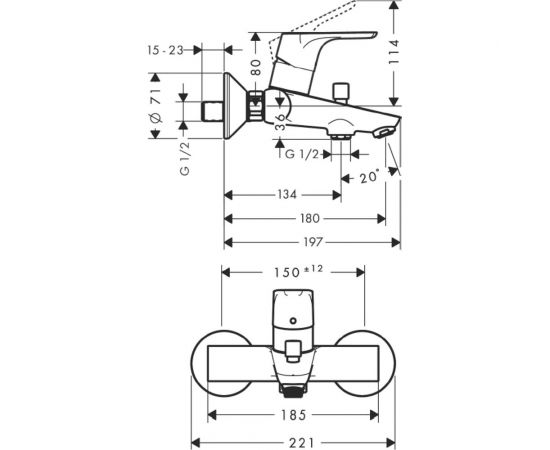 Смеситель для ванны HANSGROHE 31940000 Focus Е2 00000008318 – изображение 8