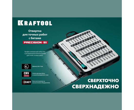 Отвертка для точных работ KRAFTOOL Precision-51 со сменными битами 51 предмет 25691 – изображение 9