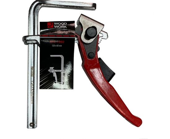 Кованая струбцина WOODWORK F-тип, 120x60 мм, c рычажной рукояткой, для установки в Т-паз RTC-1260 