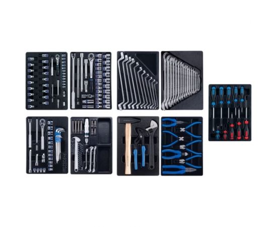 Набор инструментов для тележки (9 ложементов, 161 предмет) KING TONY 936-005MRD 