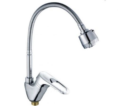 Смеситель для кухонной мойки Haiba латунь, с высоким гибким изливом, хром HB4304-3 