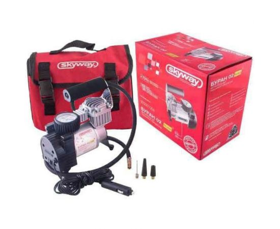 Металлический компрессор 45л/мин в прикуриватель Hi-tech Сумка, 7атм SKYWAY БУРАН-02 S02001004 