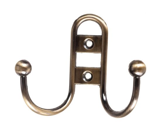 2-х рожковый крючок СКОБЯНОЙ прут. бронза 002420 