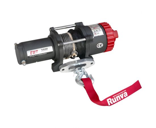 Электрическая лебёдка RUNVA 12V 3500A lbs 1588 кг синтетический трос EWT3500ASR 