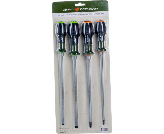 Набор усиленных отверток Дело Техники с трехкомпонентными рукоятками PH, SL 4 штуки 748040 