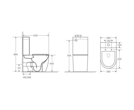 Унитаз-компакт ALCORA Impresion 3/6, безободковый, с сиденьем дюропласт, микролифт LT-2157A-R – изображение 12