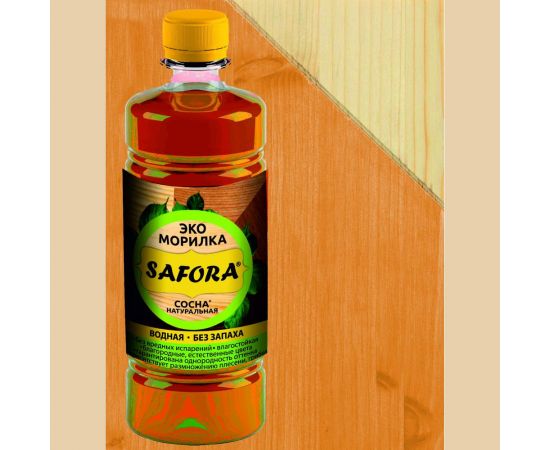 Морилка водная SAFORA для дерева, натуральная сосна, 500 мл 002 – изображение 2