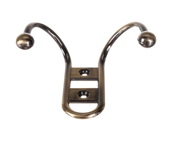 2-х рожковый крючок СКОБЯНОЙ прут. бронза 002420 – изображение 2