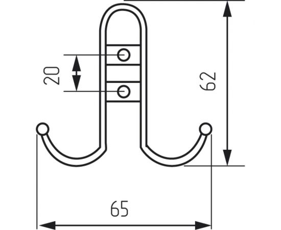 Крючок MF R15, 2-х рожковый, никель матовый 10812v – изображение 2