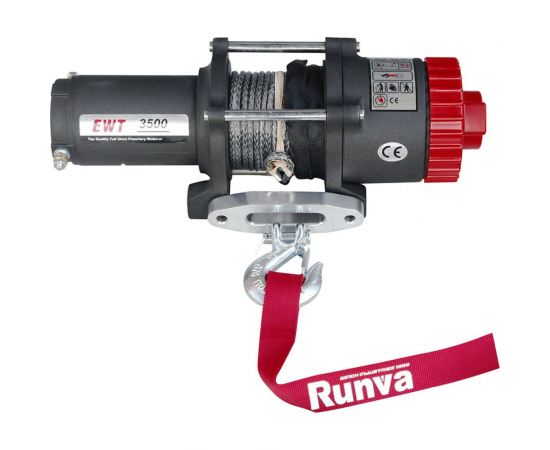 Электрическая лебёдка RUNVA 12V 3500A lbs 1588 кг синтетический трос EWT3500ASR – изображение 2