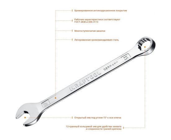 Комбинированный гаечный ключ Kraftool 14 мм 27079-14_z01 – изображение 2