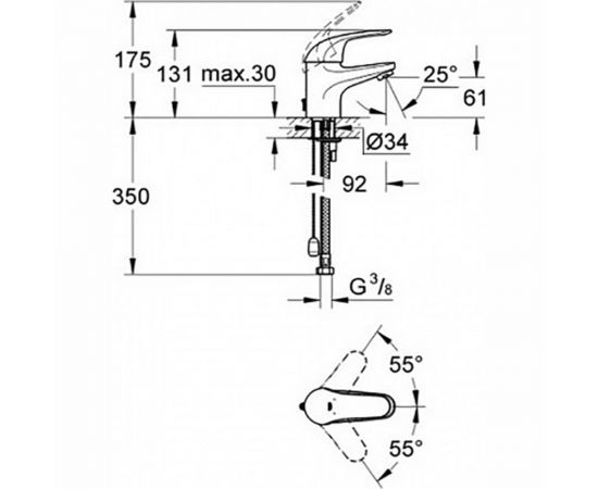 Смеситель для раковины GROHE 32881000 EUROECO с цепочкой 32881000 – изображение 2