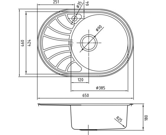 Мойка IDDIS Suno S, нерж. сталь, шелк, чаша справа, 650x460, ID SUN65SRi77 – изображение 3