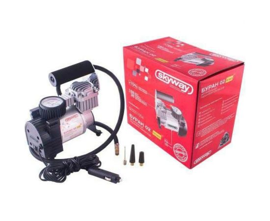 Металлический компрессор 45л/мин в прикуриватель Hi-tech Сумка, 7атм SKYWAY БУРАН-02 S02001004 – изображение 3