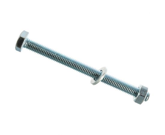 Болт Tech-Krep DIN933 с шестигранной головкой, оцинкованный М10х120 + гайка + шайба 2 шт - пакет 136918 – изображение 4