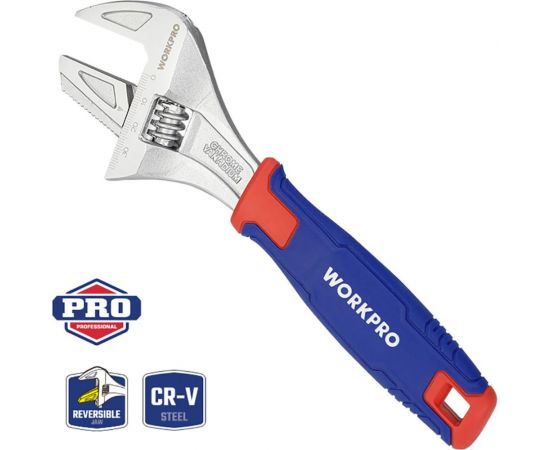Разводной сверхширокооткрывающийся ключ WORKPRO 2 в 1 200 мм (8 дюймов) CR-V WP272014 – изображение 4