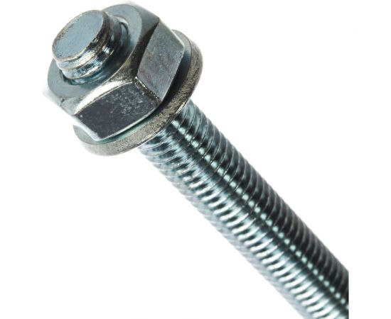 Болт Tech-Krep DIN933 с шестигранной головкой, оцинкованный М10х120 + гайка + шайба 2 шт - пакет 136918 – изображение 5