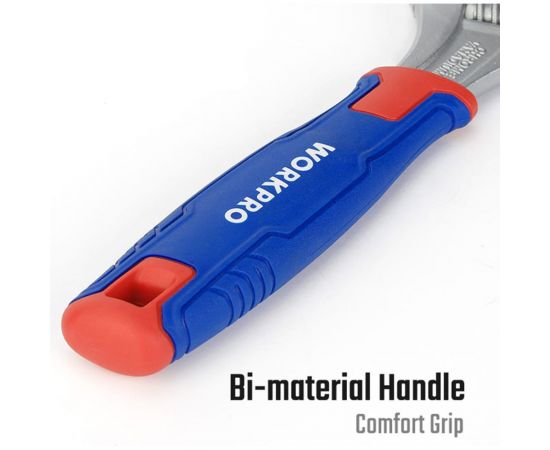 Разводной сверхширокооткрывающийся ключ WORKPRO 2 в 1 200 мм (8 дюймов) CR-V WP272014 – изображение 5