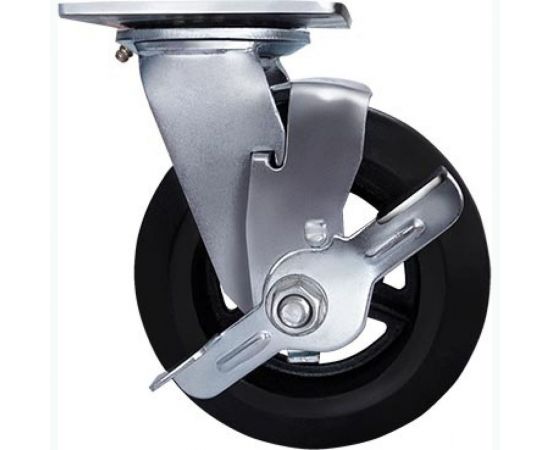 Колесо большегрузное обрезиненное поворотное с тормозом Longway SCDB63 