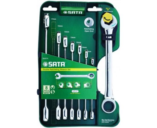 Набор комбинированных ключей Sata с двухсторонней трещоткой 8 шт. 08007A 