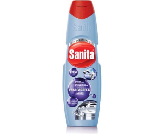 Средство для кухни 600 г Sanita Ультраблеск, крем для чистки металла, хрома, серебра, фаянса, фарфора 1786 601941 