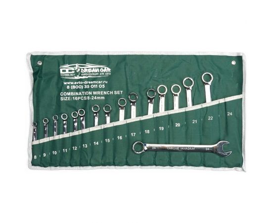 Набор накидных ключей Dreamcar зеленый, 8-24, 16 шт. DC-000-0694145 