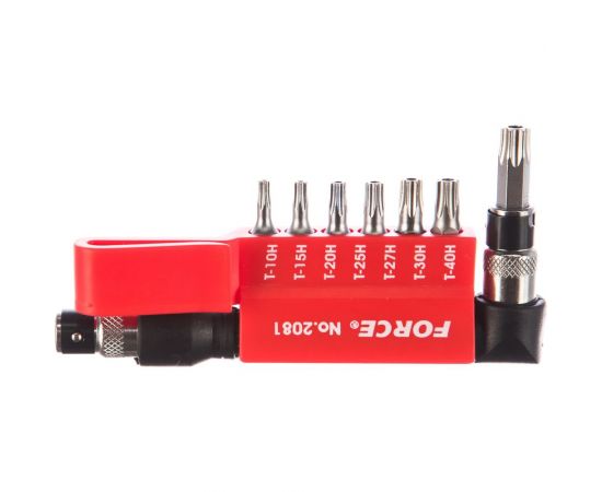 Г-образная отвертка с комплектом бит торкс с отверстием FORCE 1/4" 8 предметов 2081 